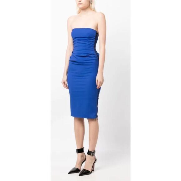 Maticevski Cygnet Ruched Strapless Dress in Royal Blue NWT Size US 6 - Picture 3 of 13